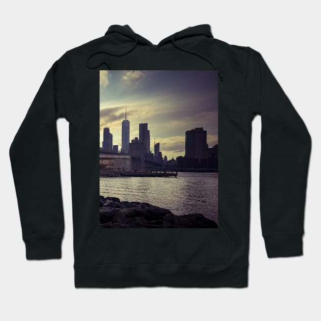 Manhattan Skyline Brooklyn Sunset NYC Hoodie by eleonoraingrid